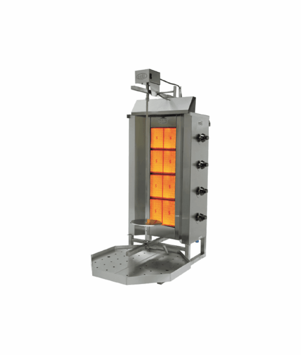 Máquina de Kebab Grill de 4 Queimadores a Gás