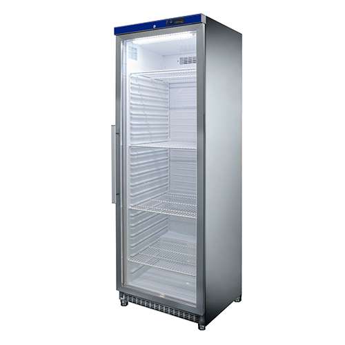 Armário Frigorífico de Conservação com Porta de Vidro, 396L, Inox