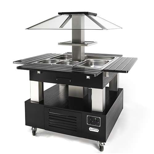 Buffet Central com Banho-Maria Elétrico, 4x GN 1/1, Wengué