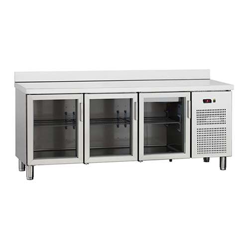 Bancada Refrigerada 3 Portas Vidro, 395L, -2/+8°C
