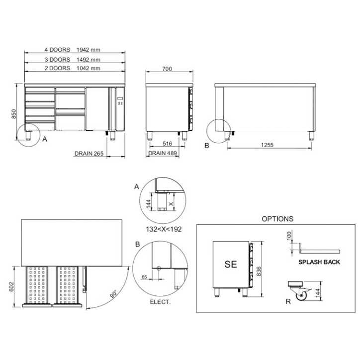 Mesa Refrigerada Gastronorm GN 1/1 Linha 700 c/ Motor Remoto