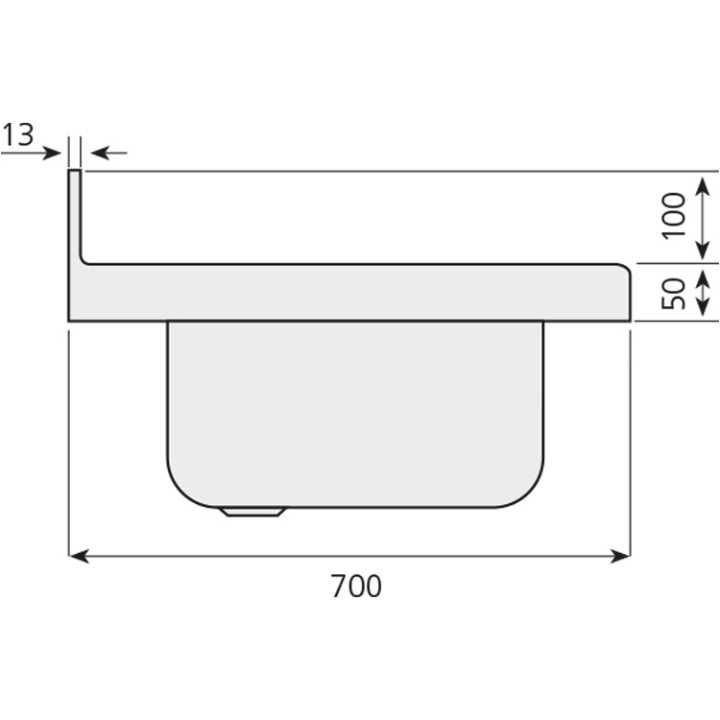 Bancada Inox com Lavatório Profundo 1200x700mm