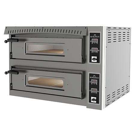 Forno de pizza elétrico digital, 2 câmaras, tijolo refratário, 8 pizzas Ø 34 cm