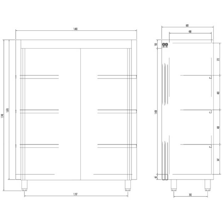 Armário de Chão Inox com Portas de Correr 1400x600x1750mm