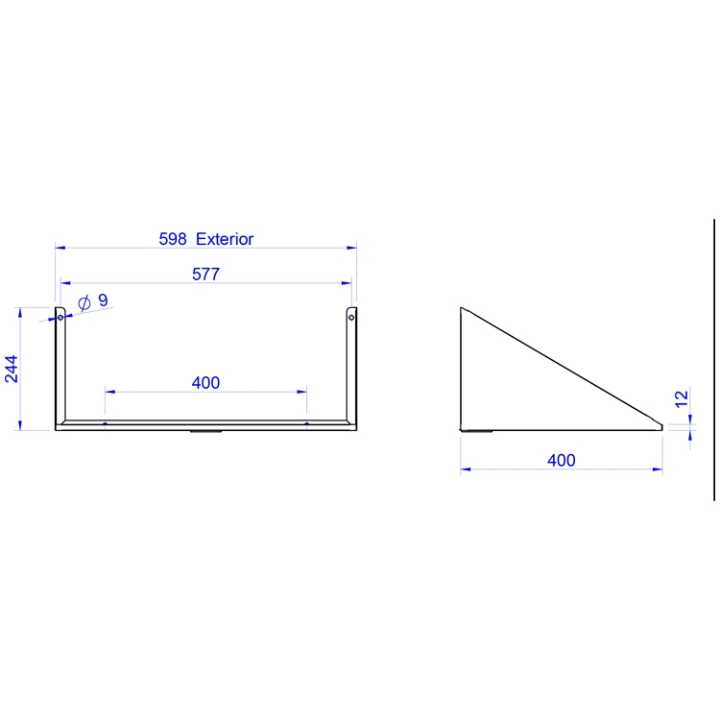 Suporte Mural em Aço Inoxidável para Micro-ondas 600x400mm