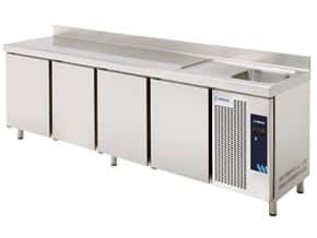 Mesa Refrigerada 2542x600 mm com Cuba e 4 Portas -2°/+8°C