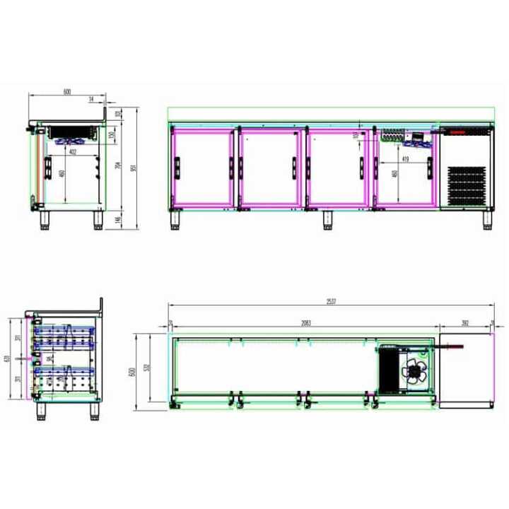 Mesa Refrigerada Snack de 4 Portas GN1/1 2542mm