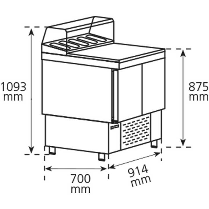 Mesa Refrigerada Saladete Pizzaria Granito GN 100mm 200L