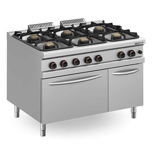 Fogão a Gás Linha 900 com 6 Queimadores e Forno GN2/1 Integrado