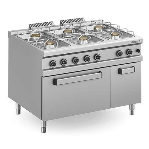 Fogão a Gás Linha 900 com 6 Queimadores e Forno GN2/1, 49 kW