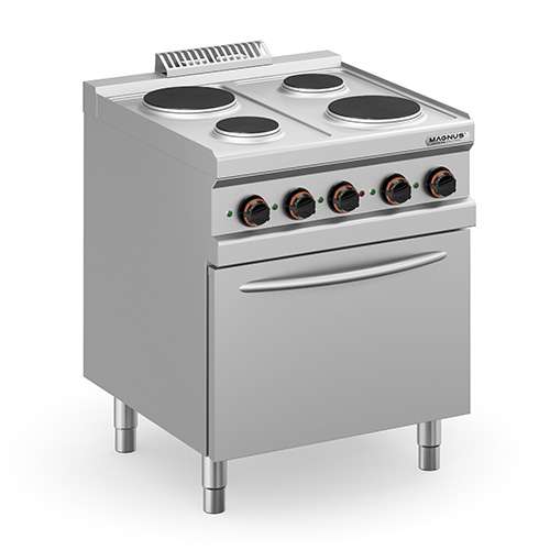 Fogão Elétrico Linha 700 com 4 Placas Redondas e Forno GN2/1, 700mm