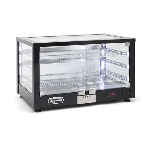 Vitrine Quente Ventilada de Bancada 780mm, 2 Prateleiras