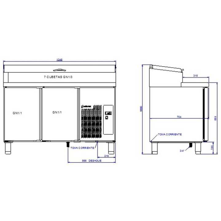 Mesa Refrigerada Saladete Pizzaria Linha 700 GN 1/3