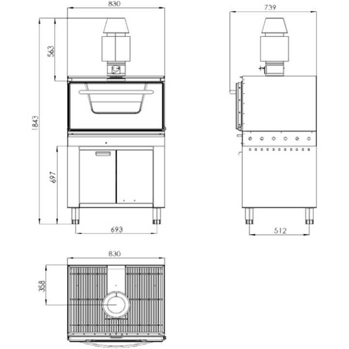 Forno a Carvão Profissional em Inox | Grelha GN 2/1 | 80 Comensais