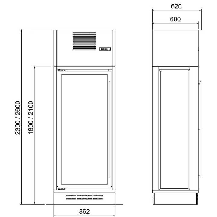 Garrafeira Expositória Profissional 2600mm, 1 Porta