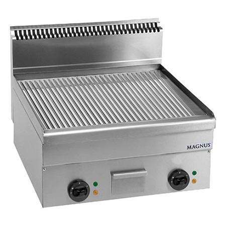 Fry-top Elétrico Duplo Canelado 60x51cm para Bancada, 7.5 kW