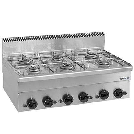 Fogão Industrial a Gás 6 Bicos – Linha 550, Bancada