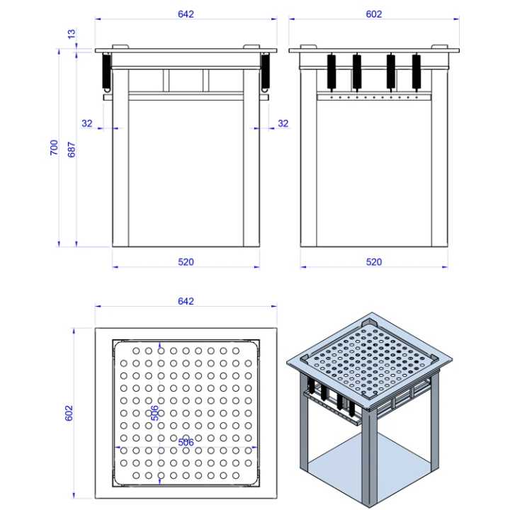 Dispensador Neutro para Cestos de Loiça Universais 500x500mm