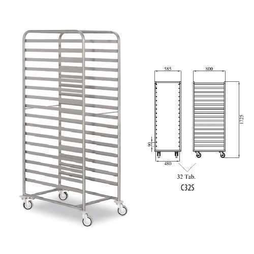 Carro de Serviço Inox 16 Níveis para Tabuleiros 480x370 mm