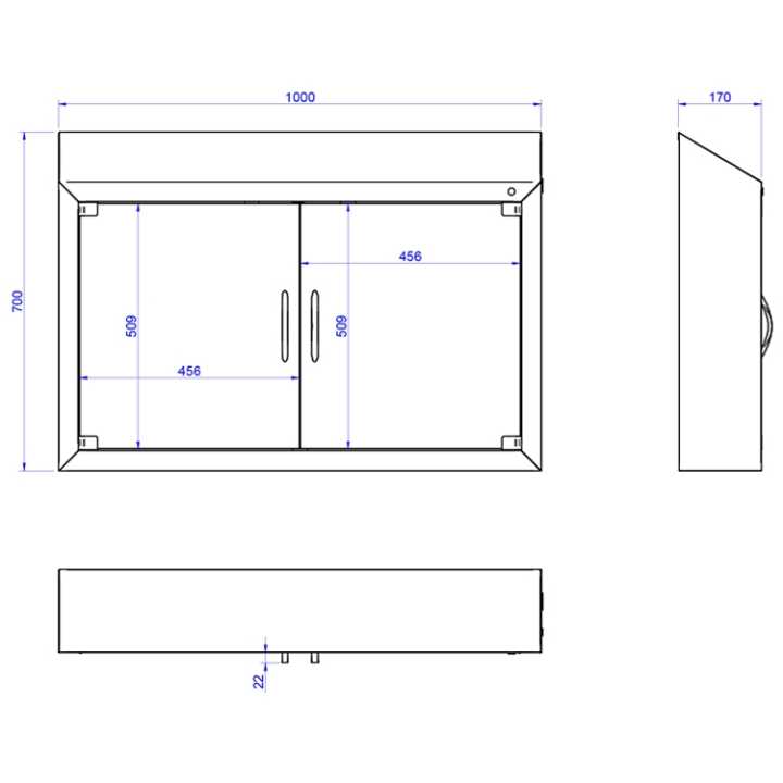 Armário Esterilizador Ozónio Inox 28 Facas 1000x170x700mm