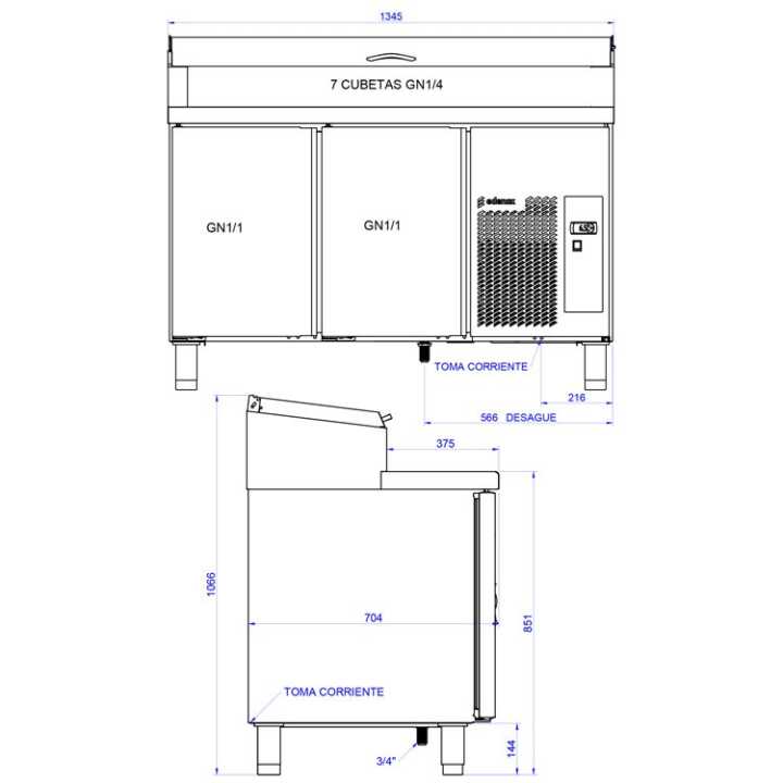 Mesa Refrigerada Saladete Pizzaria Linha 700 GN 1/4