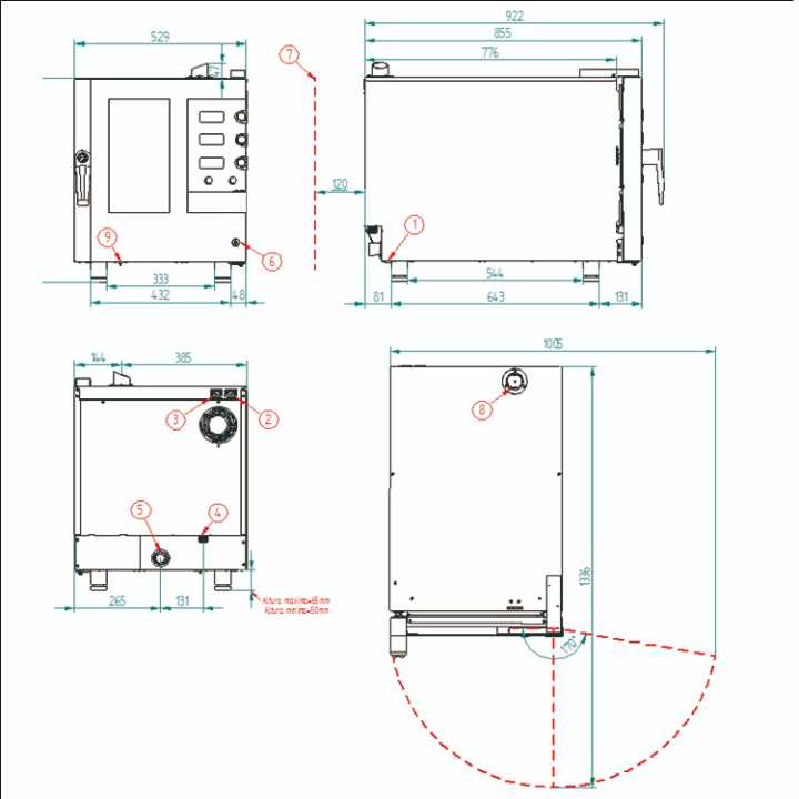 Forno Convector Elétrico de 6 Tabuleiros GN 1/1, 7200W