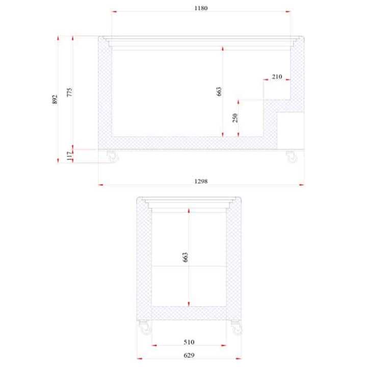 Arca Congeladora Porta Vidro Tapa Cristal 385L -12/-22ºC