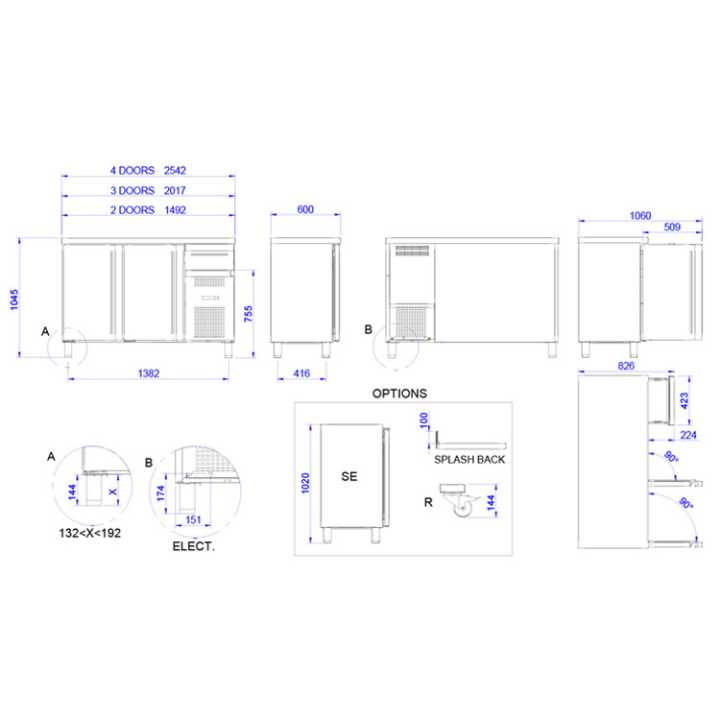 Mesa Refrigerada Bar Linha HC c/ Gaveta - 2017x600x1045mm
