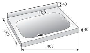 Lava-Mãos Retangular Inox 400x320x185mm para Parede