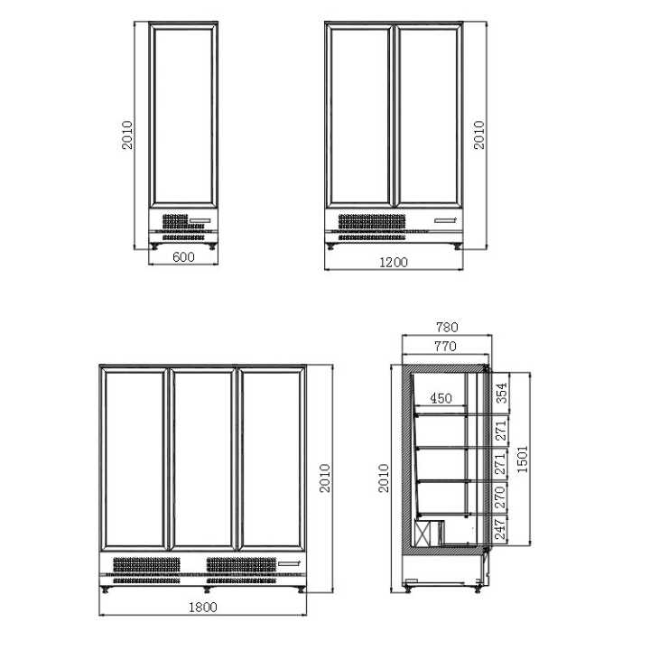 Mural Expositor Refrigerado 1020L, 1200x760x2000mm