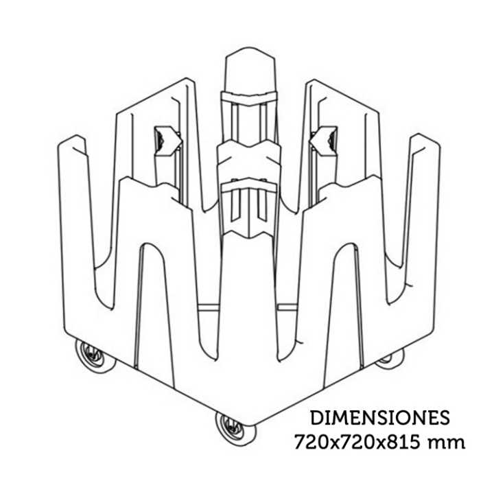Carrinho Transporte Pratos Polietileno 180-480 Pratos (Ø18-32 cm)
