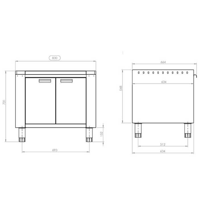 Suporte de Forno a Carvão Inox 830x739x697 mm