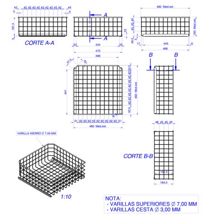 Cesto Superior para Armários Refrigerados 450x427x193mm