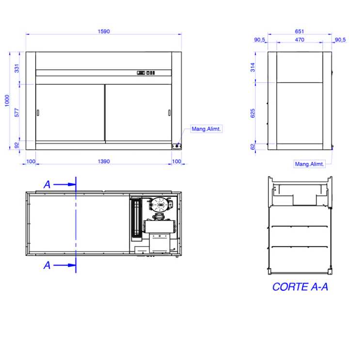 Vitrine Refrigerada Expositora 1590mm, Temperatura +4°C a +12°C