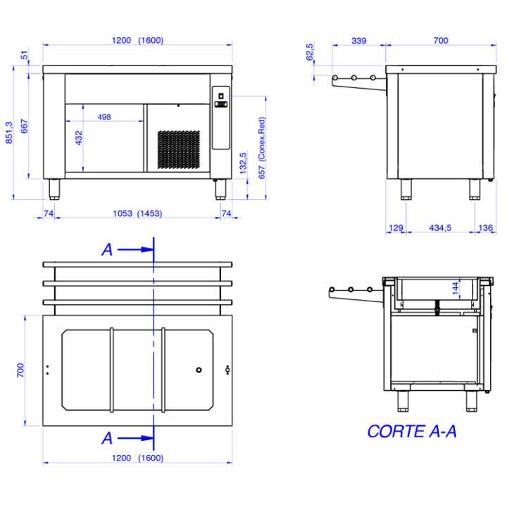 Elemento Refrigerado com Cuba e Reserva, 4x GN1/1 150mm, 0,285kW