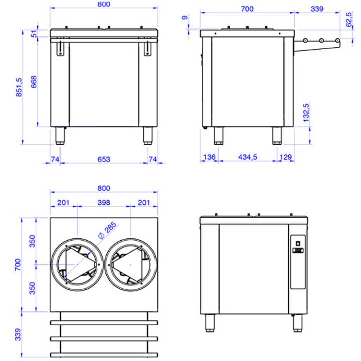 Dispensador de Pratos Aquecidos para Self-Service, 180-280 mm