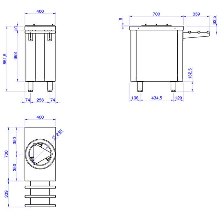 Dispensador de Pratos Neutro de Nível Constante 180-280mm