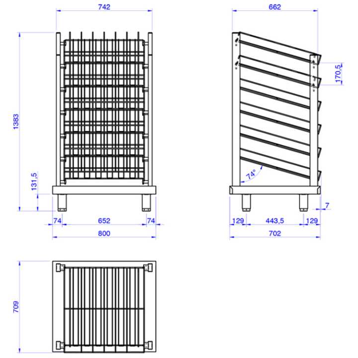 Dispensador de Copos Aço Inoxidável 6 Prateleiras - 800x700x1385mm