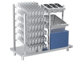 Distribuidor de Pão, Talheres e Copos para Self-Service