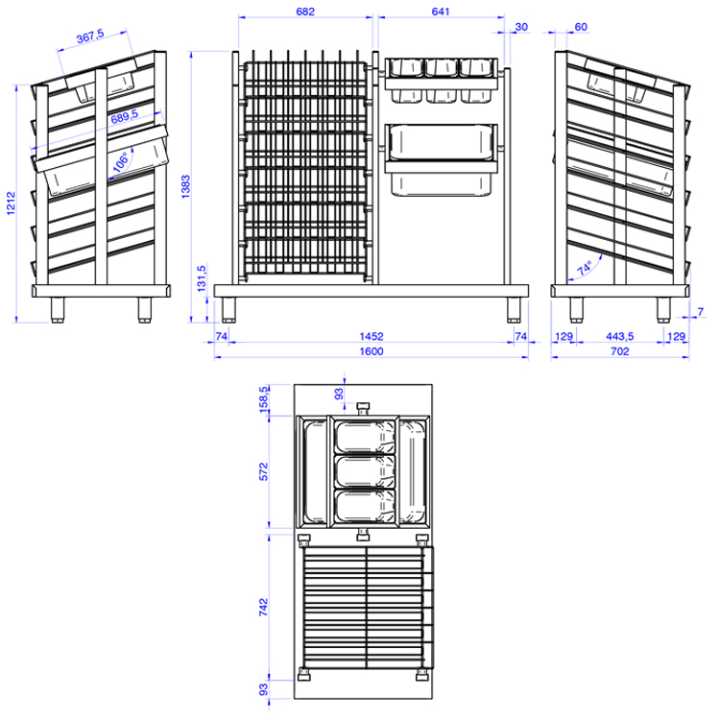 Distribuidor de Pão, Talheres e Copos para Self-Service