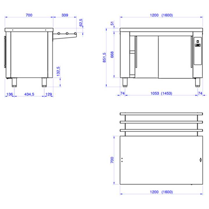 Mesa Quente Estufa Elétrica 1200x700x850mm para Buffet