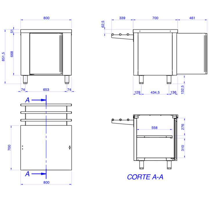 Bancada Neutra Inox 800x700x850mm com Portas