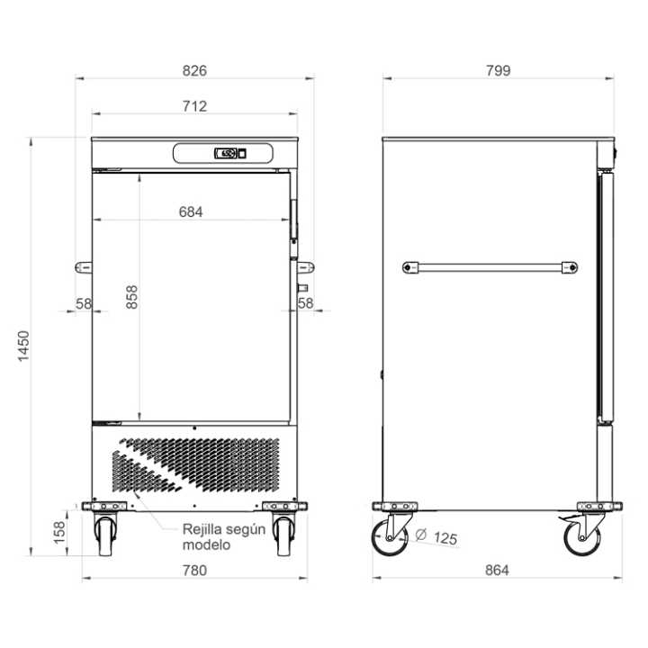 Carro Frio para GN 2/1, 3 Tabuleiros, Porta Simples