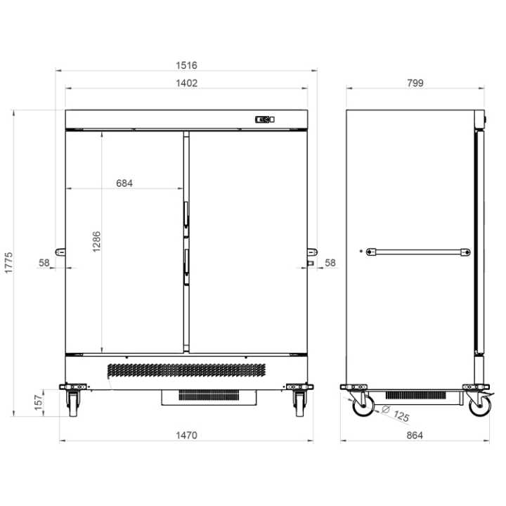 Carro Frigorífico GN 2/1, 10 prateleiras, 2 portas