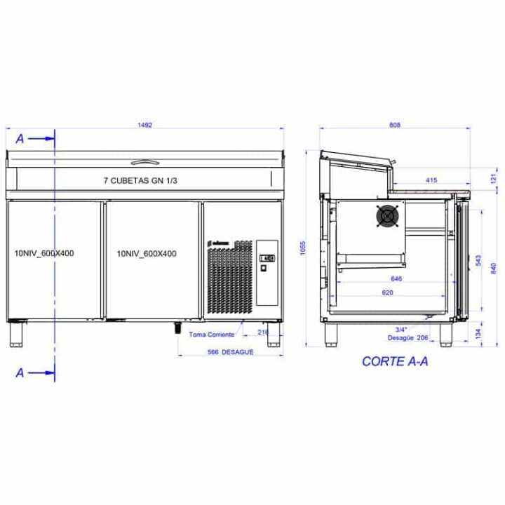 Mesa Refrigerada Saladete Pizzaria Linha 700 GN 1/3