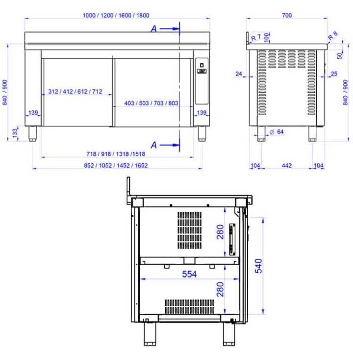 Mesa Inox Mural c/ Porta de Correr 2000x600x850mm