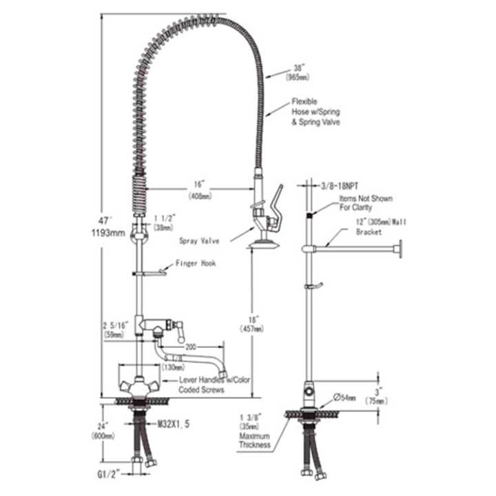 Ducha Profissional 2 Águas com Cano para Cozinhas Industriais
