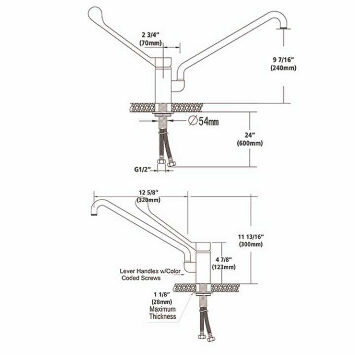 Torneira Monocomando Alavanca Longa para Cozinha Industrial 320mm