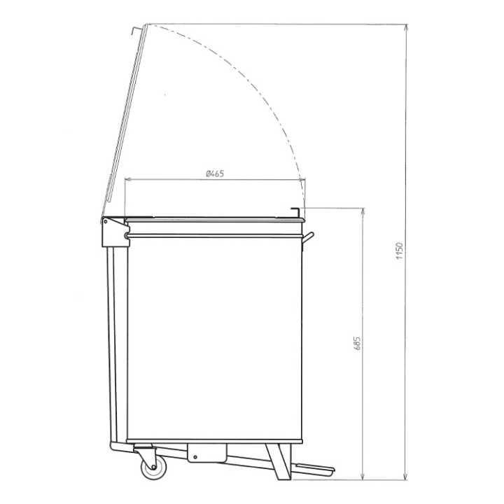 Balde de Resíduos Inox 105L com Pedal e Rodas