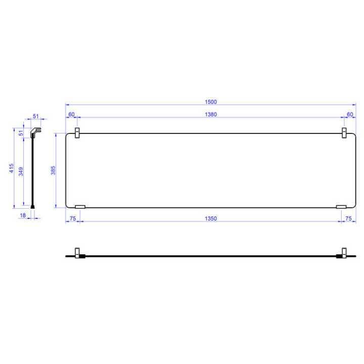 Suporte Neutro Proteção Vertical Reto em Aço Inox 1083mm